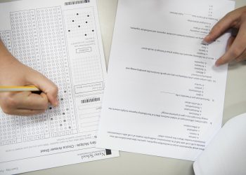 Student doing the test exam